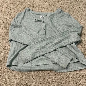 hollister light teal long sleeve button up shirt